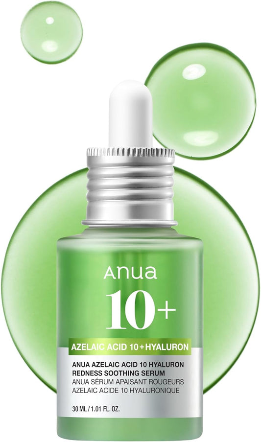 Anua Azelaic Acid 10 Hyaluron Redness Soothing Serum, Facial Serum for Sensitive skin, Hyaluronic Acid, Niacinamide, Spot Care, Natural Color, Vegan, Korean Skincare (30ml/ 1.01 fl oz.)