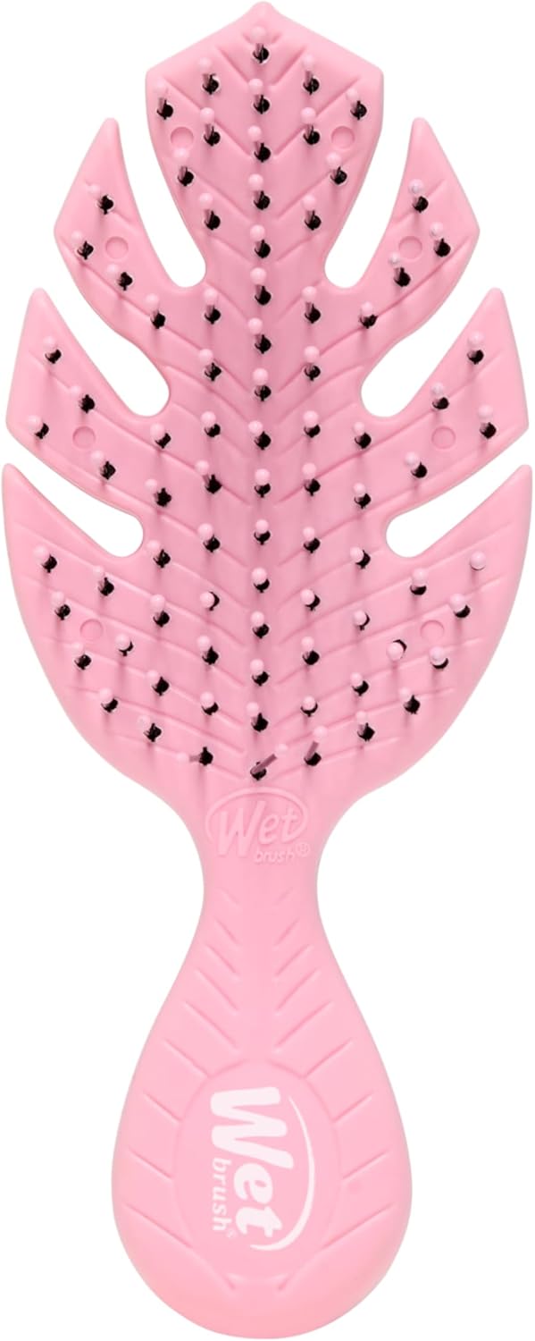 WetBrush Go Green Mini Detangler Brush with Ultra Soft Intelliflex Bristles to Gently Separate Knots With Ease, Wet Brush Detangler Is Gentle on Hair, Plant Based, Suitable For All Hair Types, Pink