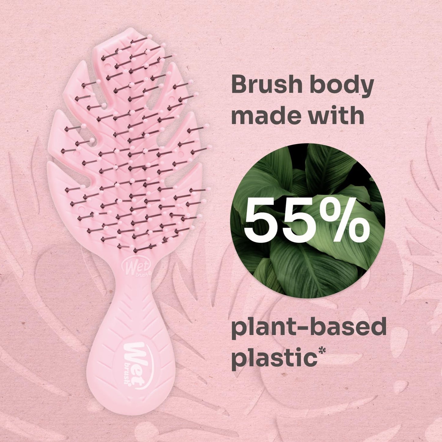 WetBrush Go Green Mini Detangler Brush with Ultra Soft Intelliflex Bristles to Gently Separate Knots With Ease, Wet Brush Detangler Is Gentle on Hair, Plant Based, Suitable For All Hair Types, Pink