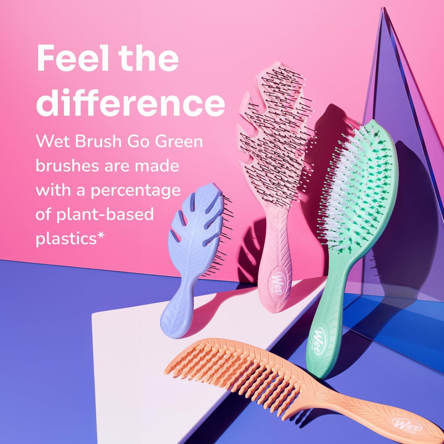 WetBrush Go Green Mini Detangler Brush with Ultra Soft Intelliflex Bristles to Gently Separate Knots With Ease, Wet Brush Detangler Is Gentle on Hair, Plant Based, Suitable For All Hair Types, Pink