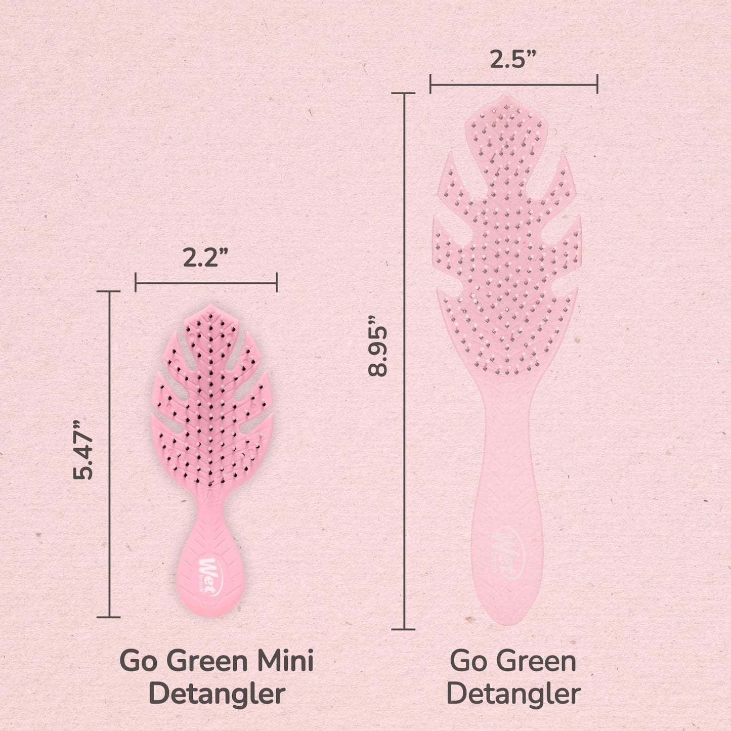 WetBrush Go Green Mini Detangler Brush with Ultra Soft Intelliflex Bristles to Gently Separate Knots With Ease, Wet Brush Detangler Is Gentle on Hair, Plant Based, Suitable For All Hair Types, Pink