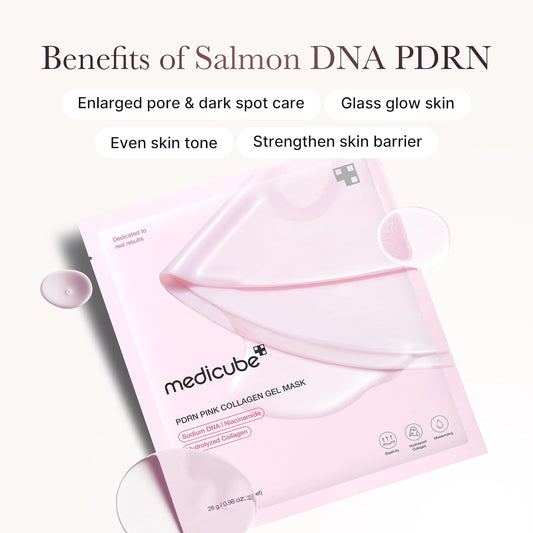 medicube Salmon DNA PDRN pink collagen jelly gel mask | overnight face mask for glass glow skin- elasticity, hydrating, firming and moisturizing | korean skincare, 28g, 1ea